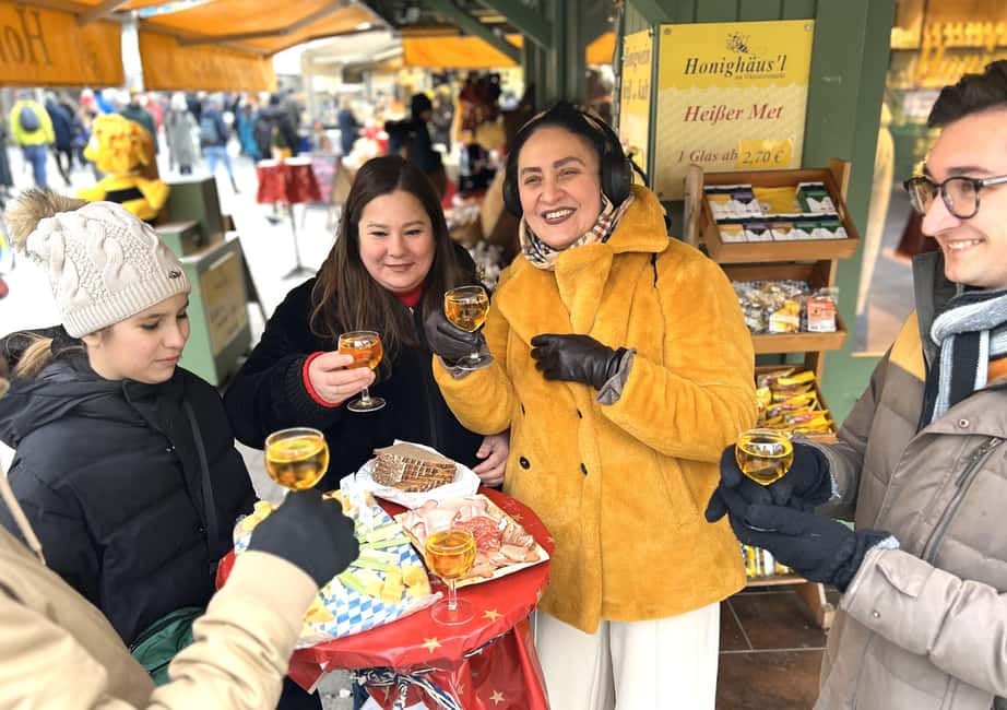 Secret Food Tours Munich - Viktualien Market grazing: cheeses, bread, smoked charcuterie, honey wine